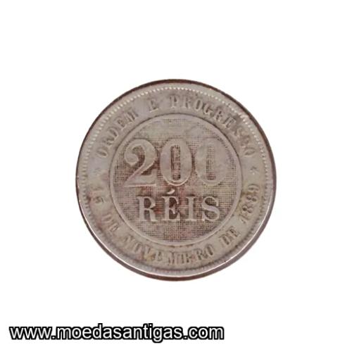 Moeda de 200 Réis - Ano 1900 - Estado de Conservação: MBC